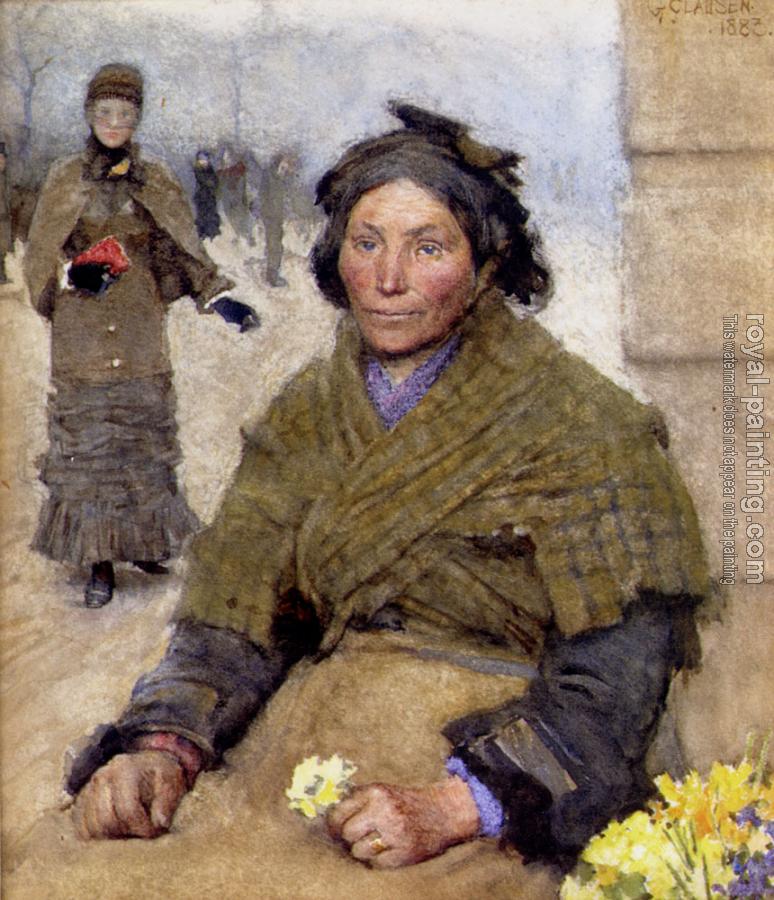 Sir George Clausen : Flora The Gypsy Flower Seller